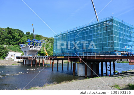 Construction site of the Chuo Shinkansen (maglev train): Bridge over the Sagami River Construction site of the Chuo Shinkansen (maglev train): Bridge over the Sagami River 139593356