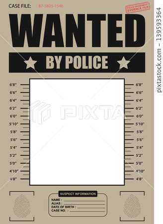 Wanted by police mugshot poster vector illustration with blank portrait frame Wanted by police mugshot poster vector illustration with blank portrait frame 139593364
