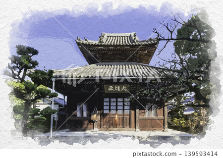 大分縣大分市萬壽寺正殿的水彩畫。 139593414