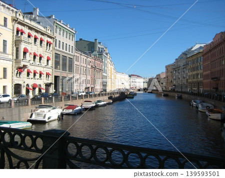 Streetscape along the Moika River in the historic district of Saint Petersburg Streetscape along the Moika River in the historic district of Saint Petersburg 139593501