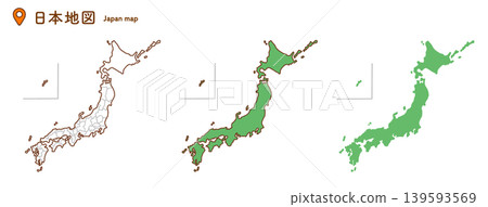 日本地圖插圖套裝 | 都道府縣、地理、教育素材、向量素材 139593569