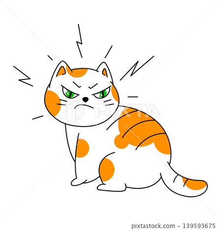 Angry cat turned away. Cartoon illustration of cute kitten pet. Angry cat turned away. Cartoon illustration of cute kitten pet. 139593675
