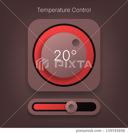 Modern Smart Temperature Control Interface With Red Neon Dial Modern Smart Temperature Control Interface With Red Neon Dial 139593698
