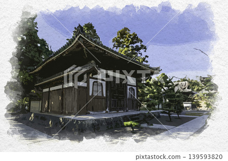 大分縣萬壽寺水彩畫，藏於大分縣大分市雲幸。 139593820