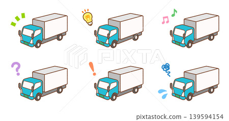 [With Symbol Icons] Delivery Truck Illustration Set | Shipping, Logistics, Home Delivery 139594154
