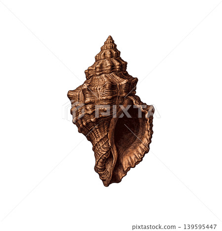 Vintage hand drawn sea shell spiral conch isolated Vintage hand drawn sea shell spiral conch isolated 139595447