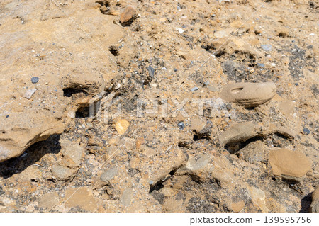 Close-up view of rocky terrain with various textures and colors 139595756