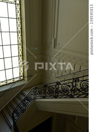view of beautiful staircase in the old house view of beautiful staircase in the old house 139595813