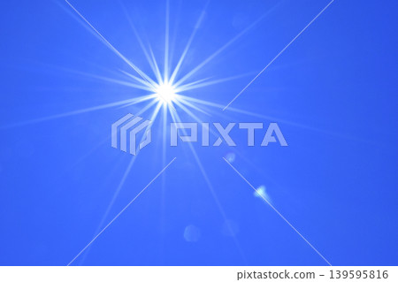 Blue sky and sun, massive UV radiation, free space image Blue sky and sun, massive UV radiation, free space image 139595816