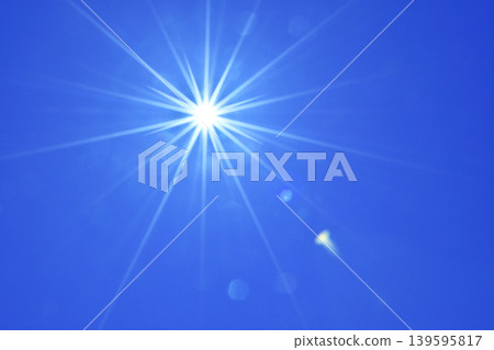 Blue sky and sun, massive UV radiation, free space image Blue sky and sun, massive UV radiation, free space image 139595817
