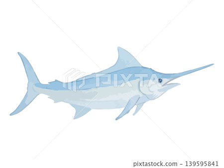 Watercolor-style illustration of a marlin 139595841