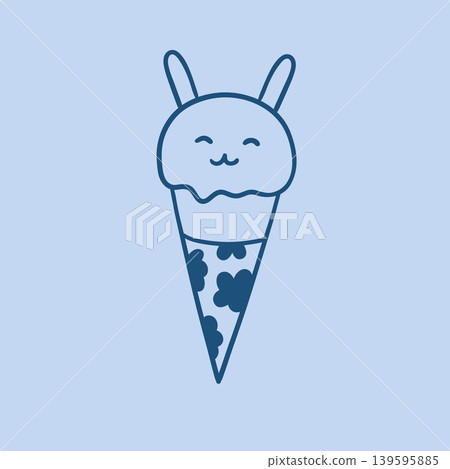Cute bunny ice cream cone Cute bunny ice cream cone 139595885