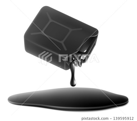 Gasoline canister with a spilling fuel. Oil is spilling from the black Benzine canister. harmful puddle of petroleum products. harmful puddle of petroleum products. Realistic 3d vector illustration Gasoline canister with a spilling fuel. Oil is spilling from the black Benzine canister. harmful puddle of petroleum products. harmful puddle of petroleum products. Realistic 3d vector illustration 139595912