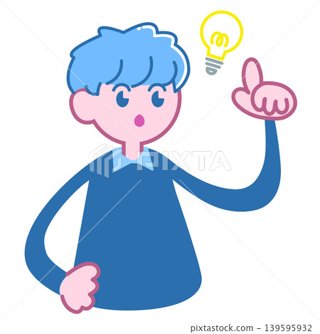 A man has an idea and pictures a light bulb in his mind. A man has an idea and pictures a light bulb in his mind. 139595932
