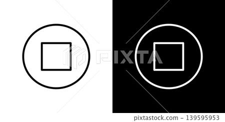 Stop icon. Monochrome vector illustration set with white and black lines. Stop icon. Monochrome vector illustration set with white and black lines. 139595953