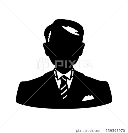 Men in formal suits, middle-aged and senior, monochrome silhouette illustration Men in formal suits, middle-aged and senior, monochrome silhouette illustration 139595970