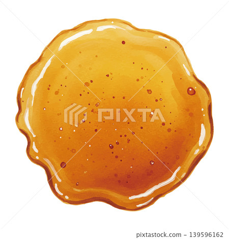 一幅水彩風格的圓形楓糖漿瓶插圖。 139596162