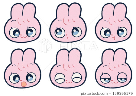 Hand-drawn rabbit icon set 139596179