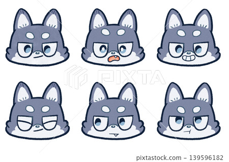 狼臉圖示插圖集 139596182