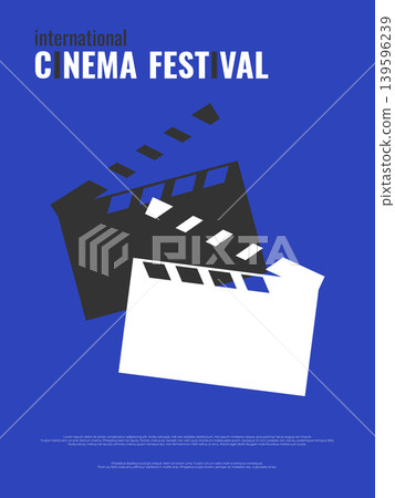 A minimalist cinema festival poster design with clapperboard silhouettes on bright blue background. Film festival flyer. Vector illustration A minimalist cinema festival poster design with clapperboard silhouettes on bright blue background. Film festival flyer. Vector illustration 139596239