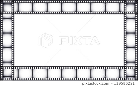Overlayed transparent film frame isolated on white background. Blank old grunge film template. Vector illustration. 139596251