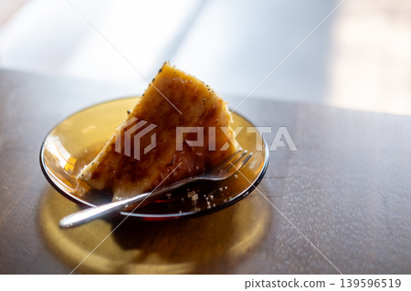 Burnt basque cheesecake served in the cafe 139596519