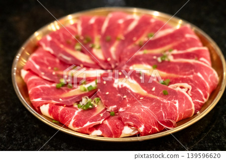 Close up of sliced raw meat. prepared for cooking Close up of sliced raw meat. prepared for cooking 139596620