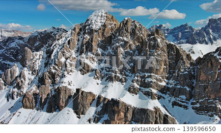 Majestic rocky mountains in snow Alps Dolomites Majestic rocky mountains in snow Alps Dolomites 139596650