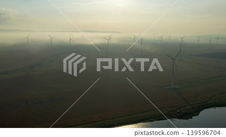 Windmills or wind turbine in morning light 139596704