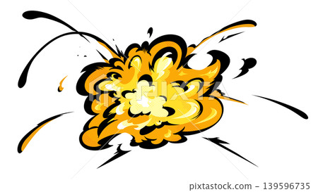 一幅美式漫畫風格的爆炸火焰特效插圖。 139596735