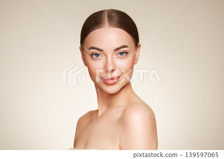 Portrait beautiful young woman with clean fresh skin Portrait beautiful young woman with clean fresh skin 139597065