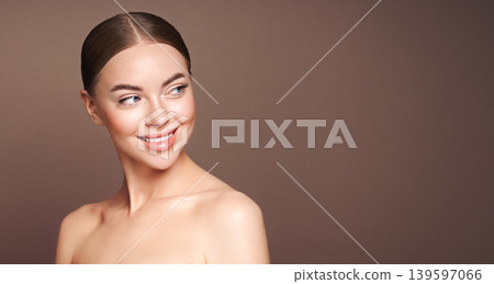 Portrait beautiful young woman with clean fresh skin Portrait beautiful young woman with clean fresh skin 139597066