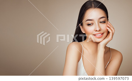 Portrait beautiful young woman with clean fresh skin Portrait beautiful young woman with clean fresh skin 139597073