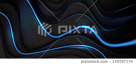 Abstract blue light flowing curve lines on dark shadow backdrop elegant design vector Abstract blue light flowing curve lines on dark shadow backdrop elegant design vector 139597174