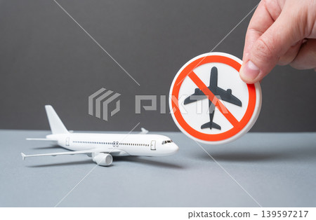Aircraft ban. Closed zone. Airport closure. Drone threat. Difficult weather conditions. Air traffic restrictions, flight safety measures and emergency aviation control. Aircraft ban. Closed zone. Airport closure. Drone threat. Difficult weather conditions. Air traffic restrictions, flight safety measures and emergency aviation control. 139597217