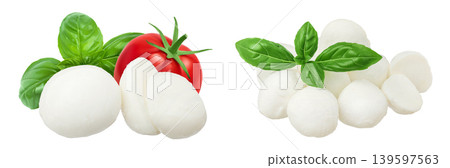 Mini mozzarella balls isolated on white background with full depth of field. Mini mozzarella balls isolated on white background with full depth of field. 139597563