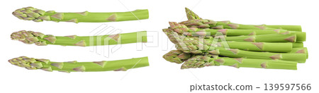 fresh asparagus isolated on white background. Top view. Flat lay. fresh asparagus isolated on white background. Top view. Flat lay. 139597566