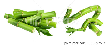 Green bamboo with leaves isolated on white background with full depth of field Green bamboo with leaves isolated on white background with full depth of field 139597594