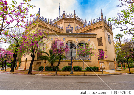 Neo-Mudejar Building with Ornate Facade in Seville, Spain Neo-Mudejar Building with Ornate Facade in Seville, Spain 139597608