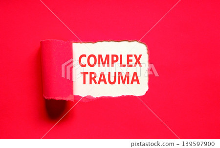 Complex trauma words symbol. Concept words Complex trauma on beautiful white paper. Beautiful red background. Psychological complex trauma support concept. Copy space. Complex trauma words symbol. Concept words Complex trauma on beautiful white paper. Beautiful red background. Psychological complex trauma support concept. Copy space. 139597900