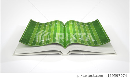 American football field on book theme, 3d rendering American football field on book theme, 3d rendering 139597974
