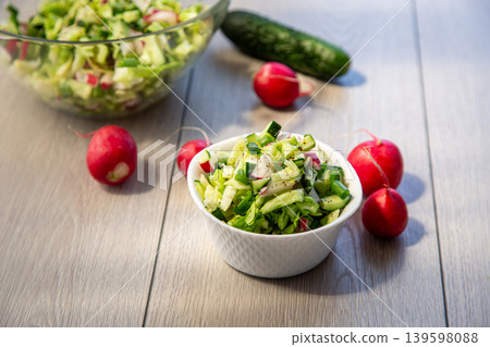 healthy vegan salad with fresh chopped vegetables healthy vegan salad with fresh chopped vegetables 139598088