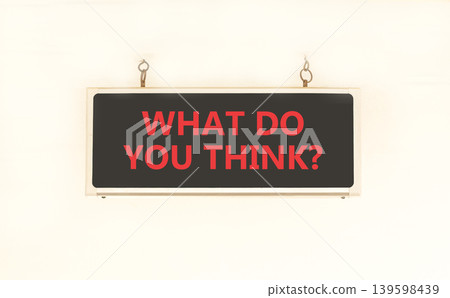 What do you think words symbol. Concept words What do you think on beautiful black information sign. Beautiful white wall background. Business What do you think motivational support concept Copy space What do you think words symbol. Concept words What do you think on beautiful black information sign. Beautiful white wall background. Business What do you think motivational support concept Copy space 139598439