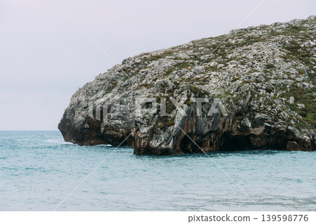 Cuevas del Mar beach Asturias rugged coastal landscape Cuevas del Mar beach Asturias rugged coastal landscape 139598776