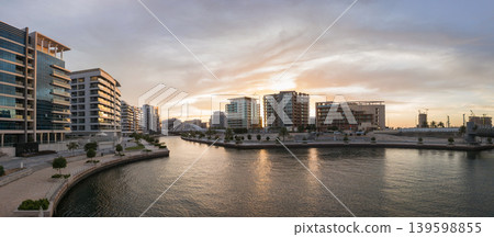 Panoramic View of Al Raha Beach Area in Abu Dhabi at Sunset Panoramic View of Al Raha Beach Area in Abu Dhabi at Sunset 139598855