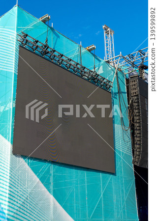 Outdoor concert stage setup with LED screen Outdoor concert stage setup with LED screen 139599892