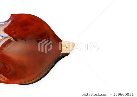 Broken contrabass neck joint isolated on white background with copy space 139600031
