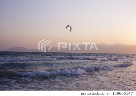 sunrise kite on the beach. sunset sunrise kite on the beach. sunset 139600147
