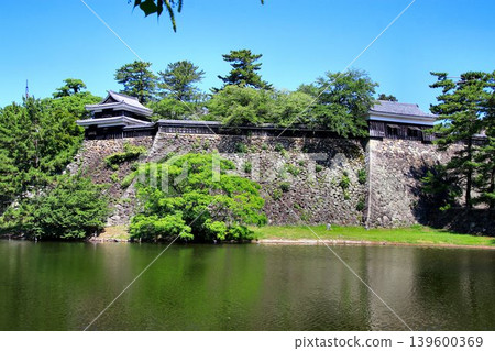 The famous castle of Izumo Province, known as Chidori Castle, or Matsue Castle: [Moat and Fortifications] 139600369