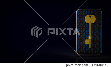 Secure Mobile Data Access Key 3d render. Secure Mobile Data Access Key 3d render. 139600542